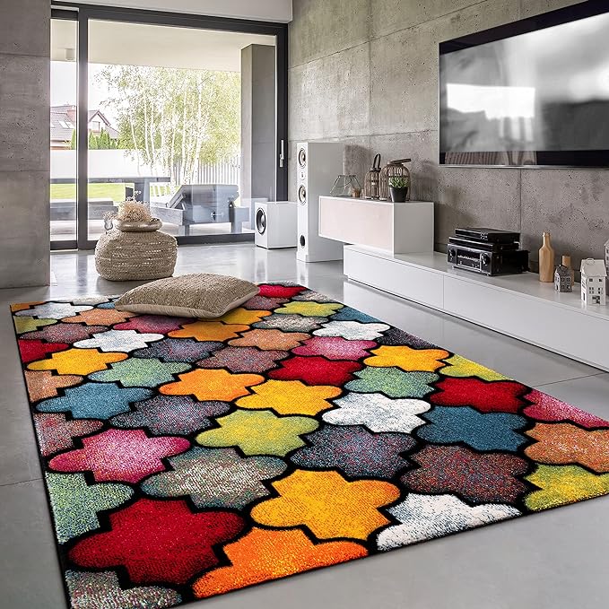 Paco Home Colorful Area Rug with Moroccan Pattern in Multicolor, Size: 6'7" x 9'6"