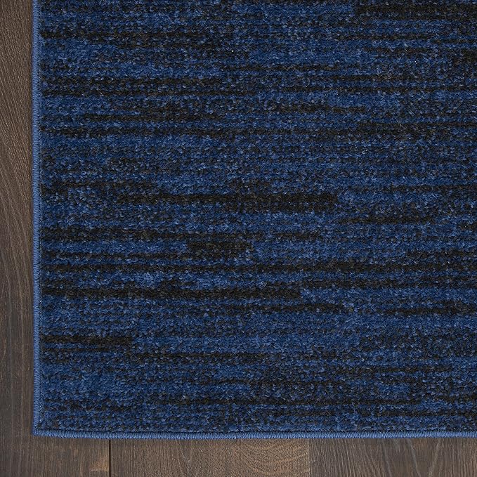 Nourison Home Nourison Essentials Midnight Blue 2'2" x 12' Area Rug - Easy Clean, Non Shedding, Bed Room, Living Room, Dining Room, Kitchen (12' Runner)
