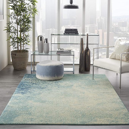 Nourison Home Passion Navy/Light Blue 3'9'' x 5'9'' Area-Rug, Modern, Abstract, Easy-Cleaning, Non Shedding, Bed Room, Living Room, Dining Room, Kitchen, (4' x 6')