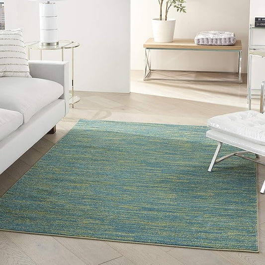 Nourison Home Nourison Essentials Blue Green 4' x 6' Area Rug - Easy Clean, Non Shedding, Bed Room, Living Room, Dining Room, Kitchen (4' x 6')