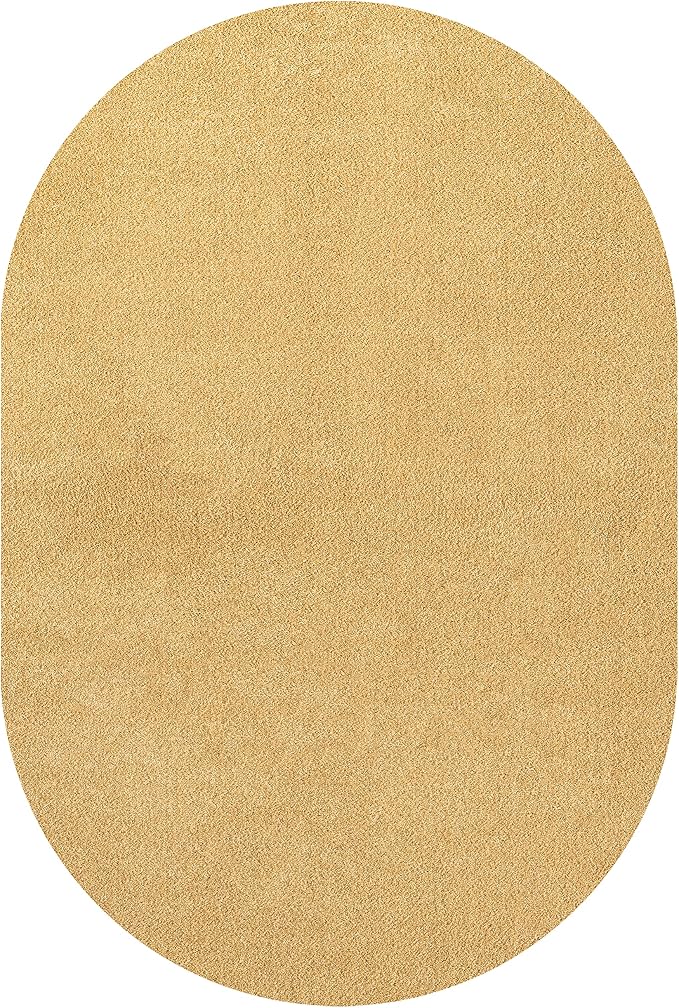 JONATHAN Y Haze Solid Low-Pile Mustard 6x9 Oval Indoor Area Rug, Coastal,Bohemian,Minimalist,Classic, Easy-Cleaning for Living Room,Bedroom,Kitchen,Pet Friendly,Non-Shedding (SEU100B-6OV)