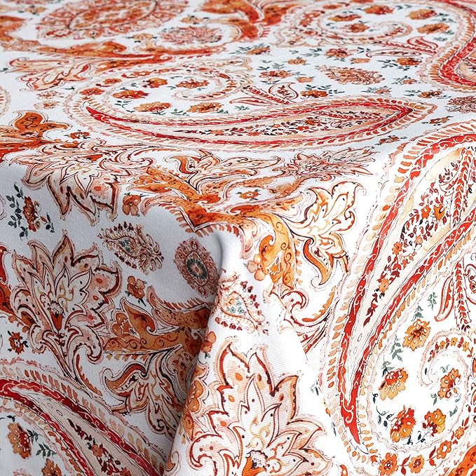 Maison d' Hermine Table Cloth Square Table 100% Cotton 60 x 60 Inches Fall Tablecloth Reusable Everyday Use for Thanksgiving Christmas Decorations Dining Farmhouse Party (Orient)