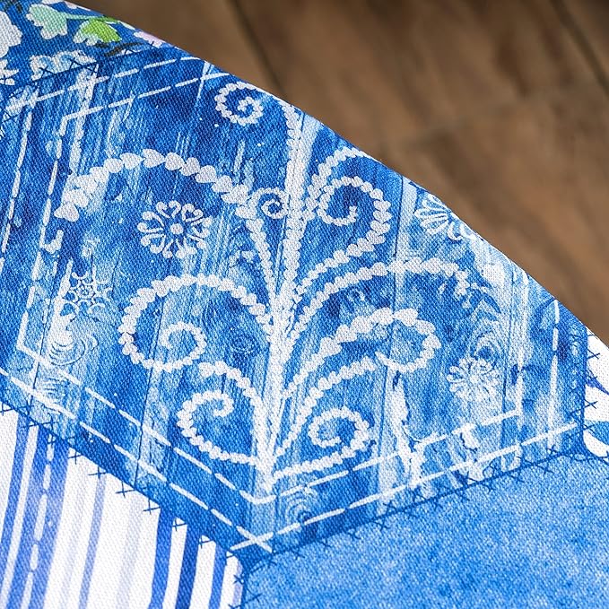 Maison d' Hermine Table Cloth Round Table 100% Cotton 69 Round Inches Tablecloth Reusable Decorative for Dining Room Farmhouse Home Valentines Day Decorations Spring Summer - Summer Blues