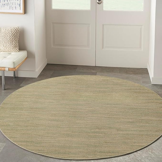 Nourison Home Nourison Essentials Green Gold 8' x Round Area Rug - Easy Clean, Non Shedding, Bed Room, Living Room, Dining Room, Kitchen (8' x Round)