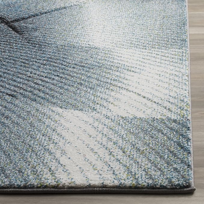 SAFAVIEH Hollywood Collection Runner Rug - 2'3" x 18', Grey & Teal, Mid-Century Modern Design, Non-Shedding & Easy Care, Ideal for High Traffic Areas in Living Room, Bedroom (HLW715D)
