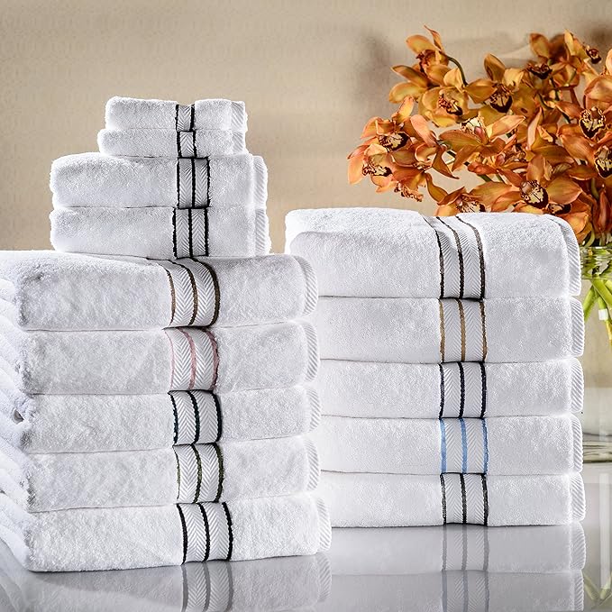 Superior Turkish Cotton Ultra-Plush 6-Piece Towel Set, Ideal for Master Bath, Guest Bathroom, Fast Drying, Shower, Spa, Face/Washcloths, Hand, Bath Towels, Absorbent, Home Basics, Charcoal
