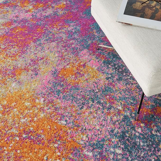 Nourison Home Passion Sunburst 5' x Square Area Rug - Easy Clean, Non Shedding, Bed Room, Living Room, Dining Room, Kitchen (5' x Square)