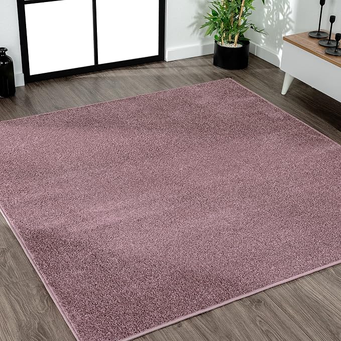 JONATHAN Y Haze Solid Low-Pile Light Purple 6x6 Square Indoor Area Rug, Coastal,Bohemian,Minimalist,Classic, Easy-Cleaning for Living Room,Bedroom,Kitchen,Pet Friendly,Non-Shedding (SEU100R-6SQ)