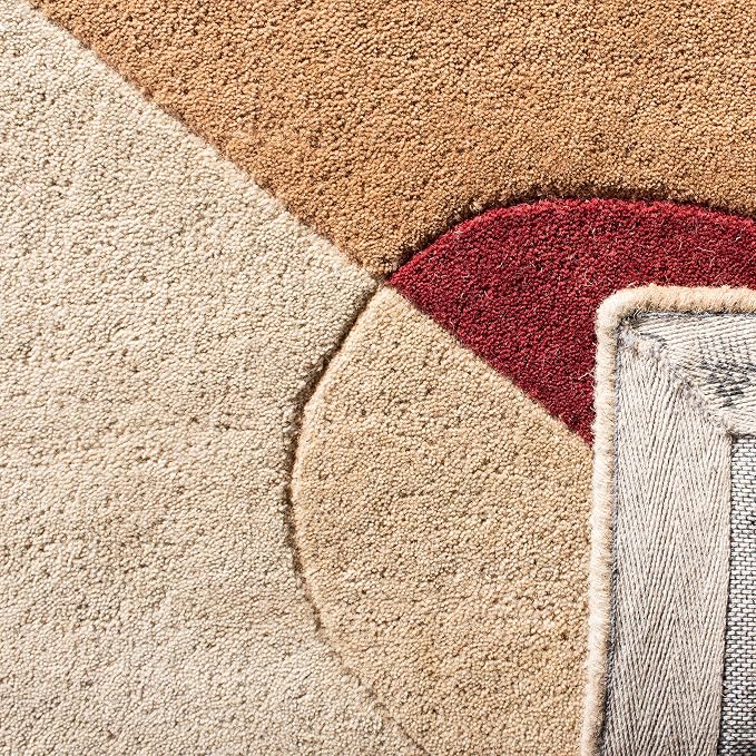 SAFAVIEH Rodeo Drive Collection Area Rug - 4' Square, Beige & Multi, Handmade Mid-Century Modern Abstract Wool, Ideal for High Traffic Areas in Living Room, Bedroom (RD845A)