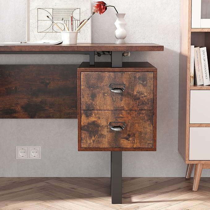 Computer Desk for Home Office with 4 Large Drawers, Rustic Wood Writing Study Table with Metal Frame, 59” x 21.7” x 29.5”, Easy Assembly, Vintage CTSZ20401RC