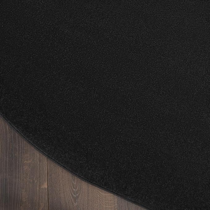 Nourison Home Nourison Essentials Black 8' x Round Area Rug - Easy Clean, Non Shedding, Bed Room, Living Room, Dining Room, Kitchen (8' x Round)