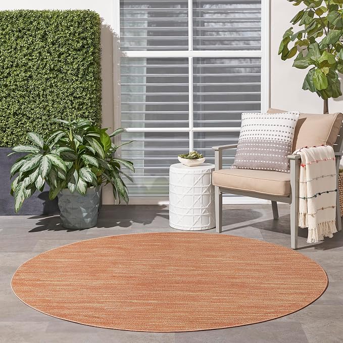 Nourison Home Nourison Essentials Rust 6' x Round Area Rug - Easy Clean, Non Shedding, Bed Room, Living Room, Dining Room, Kitchen (6' x Round)