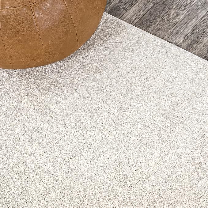 JONATHAN Y Haze Solid Low-Pile Cream 5x8 Oval Indoor Area Rug, Coastal,Bohemian,Minimalist,Classic, Easy-Cleaning for Living Room,Bedroom,Kitchen,Pet Friendly,Non-Shedding (SEU100T-5OV)