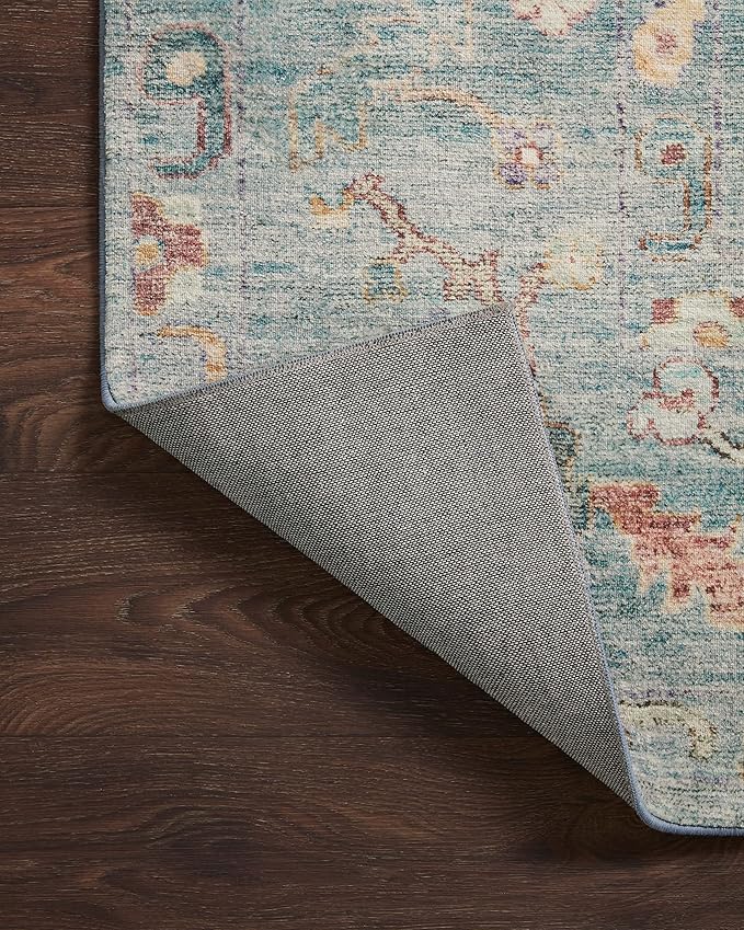 Loloi Margot Collection MAT-06 Denim/Multi 7'-6" x 9'-6" Area Rug feat. CloudPile, No-Shed Easy Clean Large Patterned Area Rug for Living Room, Bedroom, Dining Area
