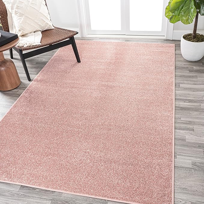JONATHAN Y Haze Solid Low-Pile Pink Indoor Area Rug 6x9, Coastal,Bohemian,Minimalist,Classic, Easy-Cleaning for Living Room,Bedroom,Kitchen,Pet Friendly,Non-Shedding (SEU100P-6)