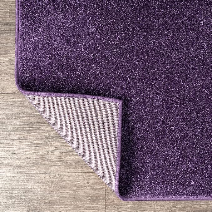 JONATHAN Y Haze Solid Low-Pile Purple 5x8 Oval Indoor Area Rug, Coastal,Bohemian,Minimalist,Classic, Easy-Cleaning for Living Room,Bedroom,Kitchen,Pet Friendly,Non-Shedding (SEU100N-5OV)
