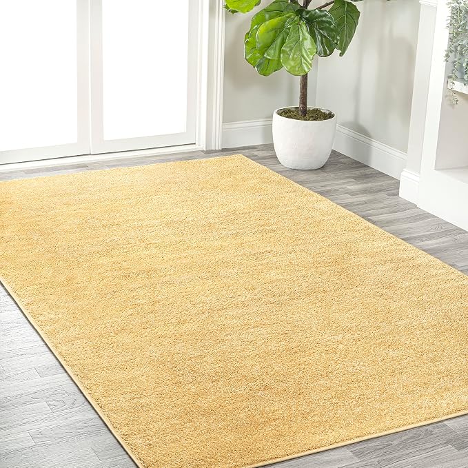 JONATHAN Y Haze Solid Low-Pile Mustard Indoor Area Rug 5x8, Coastal,Bohemian,Minimalist,Classic, Easy-Cleaning for Living Room,Bedroom,Kitchen,Pet Friendly,Non-Shedding (SEU100B-5)