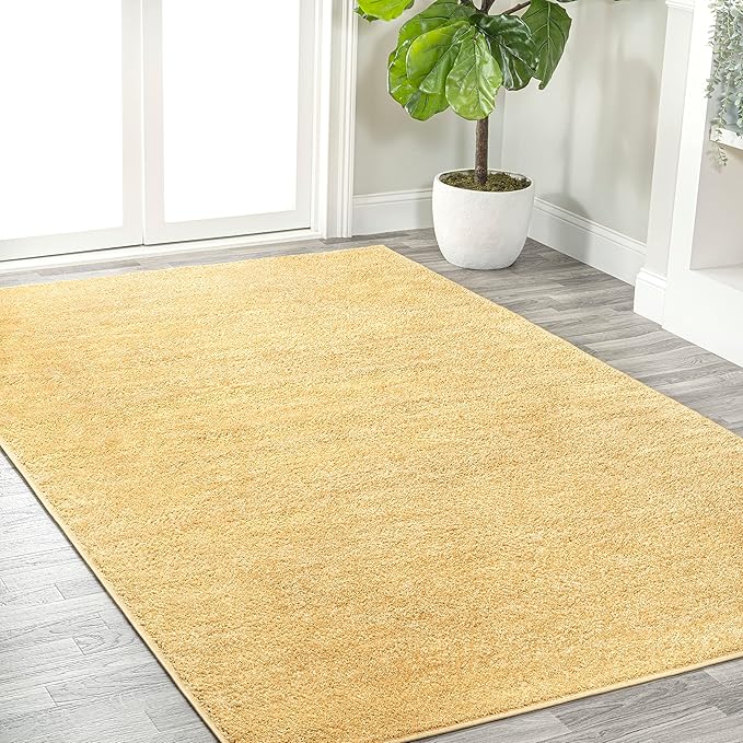 JONATHAN Y Haze Solid Low-Pile Mustard Indoor Area Rug 6x9, Coastal,Bohemian,Minimalist,Classic, Easy-Cleaning for Living Room,Bedroom,Kitchen,Pet Friendly,Non-Shedding (SEU100B-6)