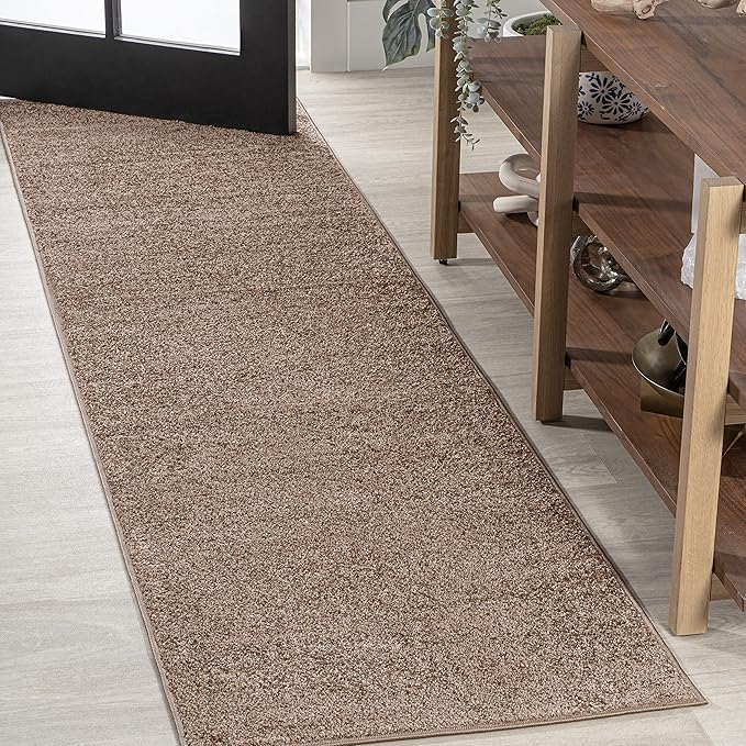 JONATHAN Y Haze Solid Low-Pile Brown Runner Rug 2x16, Coastal,Bohemian,Minimalist,Classic, Easy-Cleaning for Living Room,Bedroom,Kitchen,Pet Friendly,Non-Shedding (SEU100J-216)