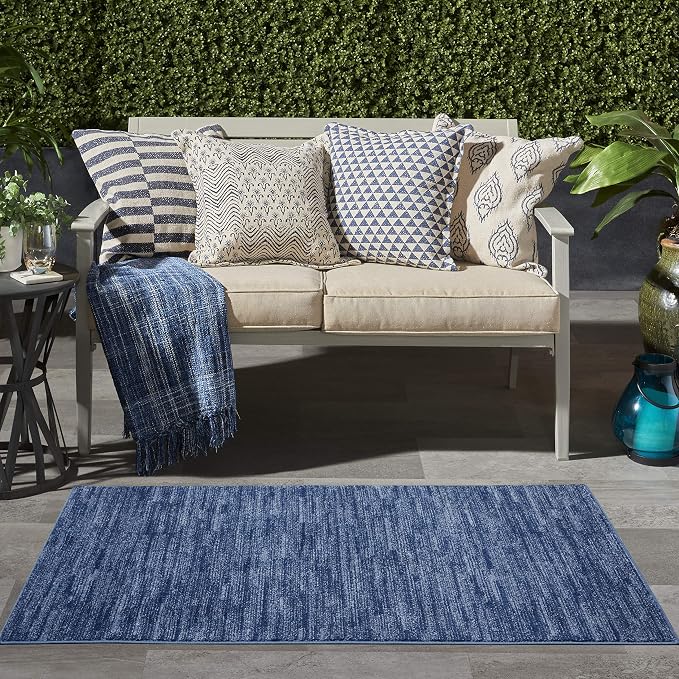 Nourison Home Nourison Essentials Navy Blue 3' x 5' Area Rug - Easy Clean, Non Shedding, Bed Room, Living Room, Dining Room, Kitchen (3' x 5')