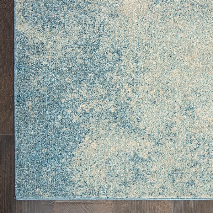 Nourison Home Passion 8' Runner Navy Light Blue Fabric Modern Area Rug (8' Runner)