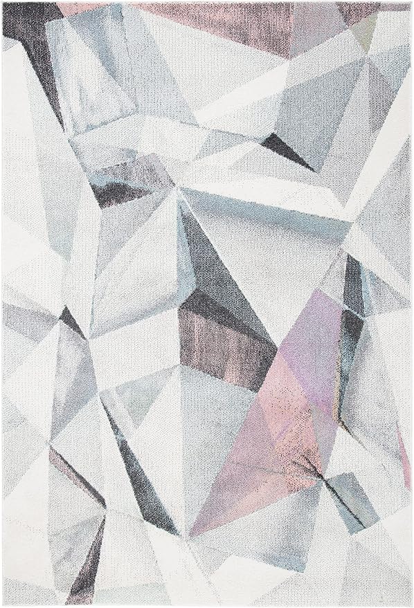 SAFAVIEH Porcello Collection Accent Rug - 4' x 6', Ivory & Pink, Modern Abstract Design, Non-Shedding & Easy Care, Ideal for High Traffic Areas in Entryway, Living Room, Bedroom (PRL6940A)