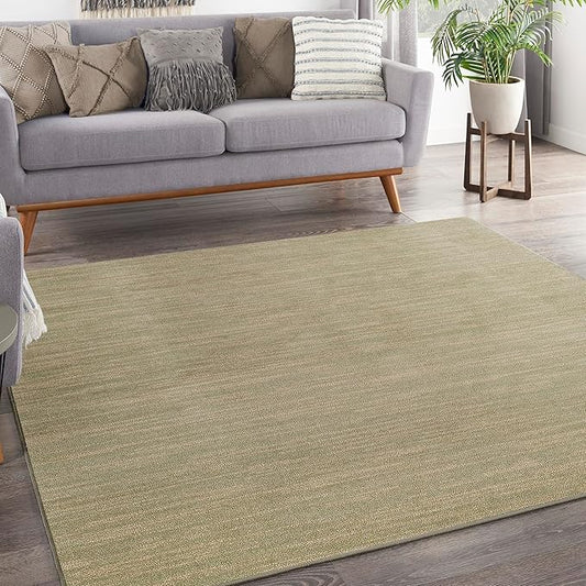 Nourison Home Nourison Essentials Green Gold 9' x Square Area Rug - Easy Clean, Non Shedding, Bed Room, Living Room, Dining Room, Kitchen (9' x Square)