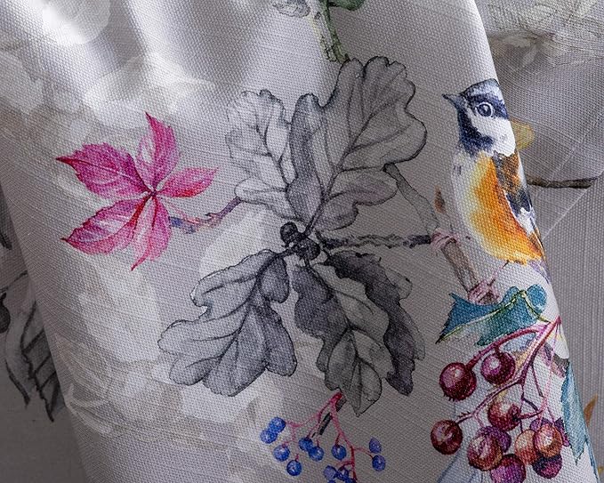 Maison d' Hermine Table Cloth Rectangle Table 100% Cotton 70 x 108 Inches Fall Tablecloth Reusable Everyday Use for Thanksgiving Christmas Decorations Dining Farmhouse Party (Equinoxe - Grey)