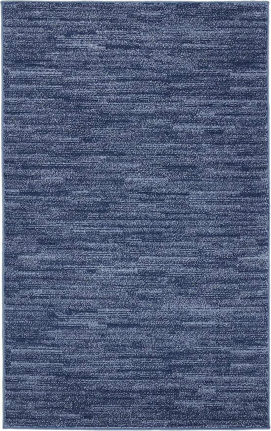Nourison Home Nourison Essentials Navy Blue 3' x 5' Area Rug - Easy Clean, Non Shedding, Bed Room, Living Room, Dining Room, Kitchen (3' x 5')