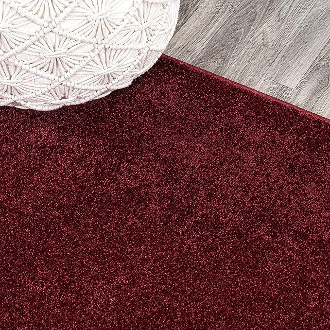 JONATHAN Y Haze Solid Low-Pile Dark Red Runner Rug 2x10, Coastal,Bohemian,Minimalist,Classic, Easy-Cleaning for Living Room,Bedroom,Kitchen,Pet Friendly,Non-Shedding (SEU100Q-210)