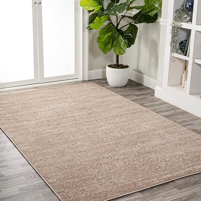 JONATHAN Y Haze Solid Low-Pile Beige Indoor Area Rug 10x14, Coastal,Bohemian,Minimalist,Classic, Easy-Cleaning for Living Room,Bedroom,Kitchen,Pet Friendly,Non-Shedding (SEU100G-14)