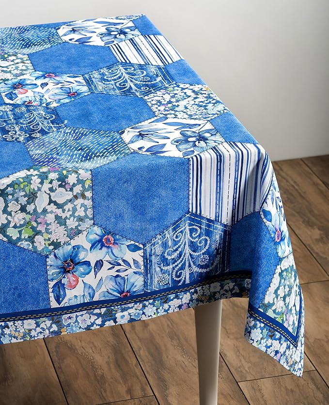 Maison d' Hermine Table Cloth Square Table 100% Cotton 54 x 54 Inches Tablecloth Reusable Decorative for Dining Room Farmhouse Home Valentines Day Decorations Spring Summer - Summer Blues
