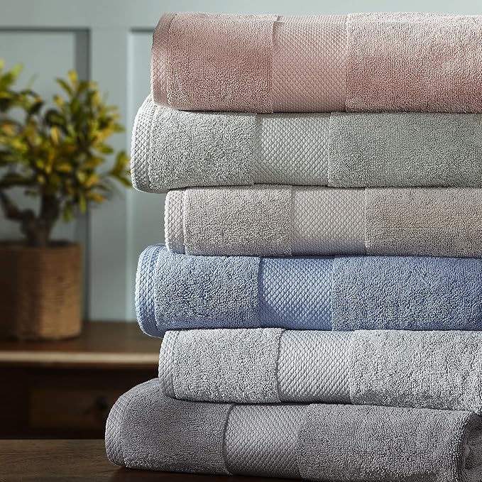 Modern Threads 600 GSM 6-Piece Towel Set with Filgree Jacquard Border Rose