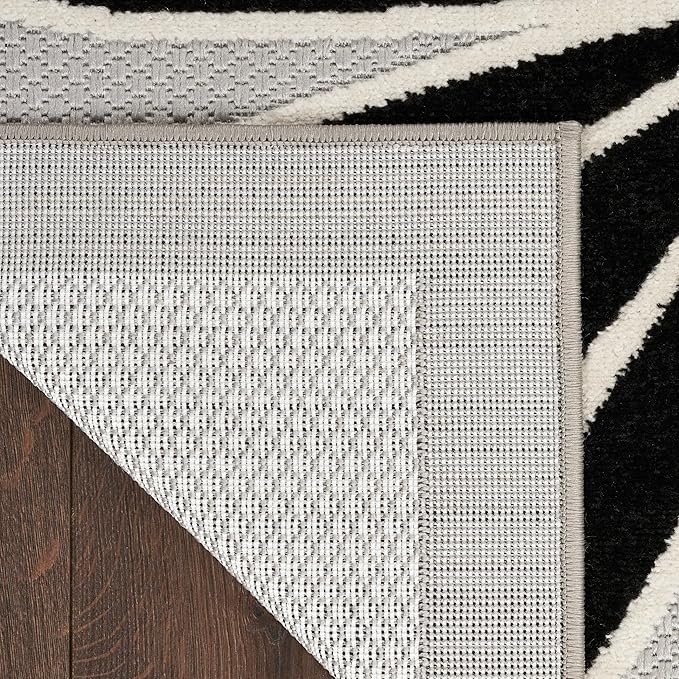 Nourison Home Aloha Black White 5'3" x 7'5" Area Rug - Easy Clean, Non Shedding, Bed Room, Living Room, Dining Room, Kitchen (5' x 8')