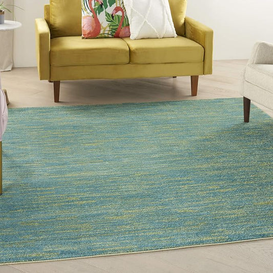 Nourison Home Nourison Essentials Blue Green 7' x Square Area Rug - Easy Clean, Non Shedding, Bed Room, Living Room, Dining Room, Kitchen (7' x Square)