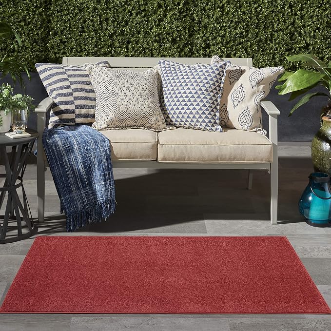 Nourison Home Nourison Essentials Brick Red 3' x 5' Area Rug - Easy Clean, Non Shedding, Bed Room, Living Room, Dining Room, Kitchen (3' x 5')