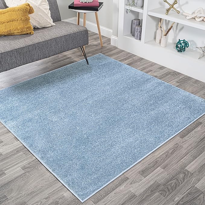 JONATHAN Y Haze Solid Low-Pile Classic Blue 6x6 Square Indoor Area Rug, Coastal,Bohemian,Minimalist,Classic, Easy-Cleaning for Living Room,Bedroom,Kitchen,Pet Friendly,Non-Shedding (SEU100F-6SQ)