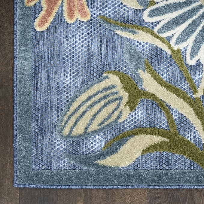 Nourison Home Aloha Blue Sage 9' x 12' Area Rug - Easy Clean, Non Shedding, Bed Room, Living Room, Dining Room, Kitchen (9' x 12')