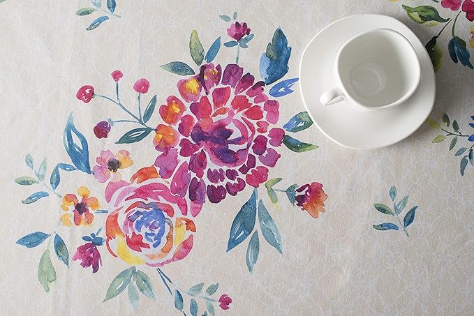 Maison d' Hermine Table Cloth Rectangle Table 100% Cotton 60 x 120 Inches Tablecloth Reusable Decorative for Dining Room Farmhouse Home Valentines Day Decorations Spring Summer - Rose Garden