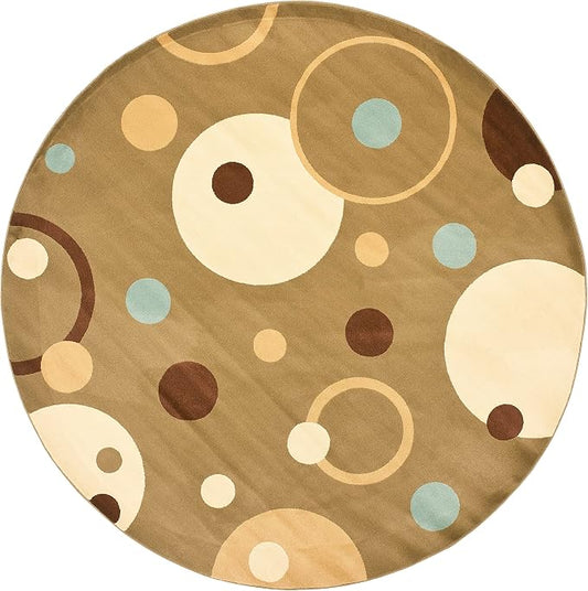 SAFAVIEH Porcello Collection 7' Round Green/Multi PRL6851 Mid-Century Modern Abstract Non-Shedding Dining Room Entryway Foyer Living Room Bedroom Area Rug