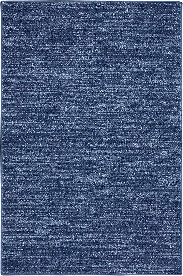 Nourison Home Nourison Essentials Navy Blue 2' x 4' Area Rug - Easy Clean, Non Shedding, Bed Room, Living Room, Dining Room, Kitchen (2' x 4')