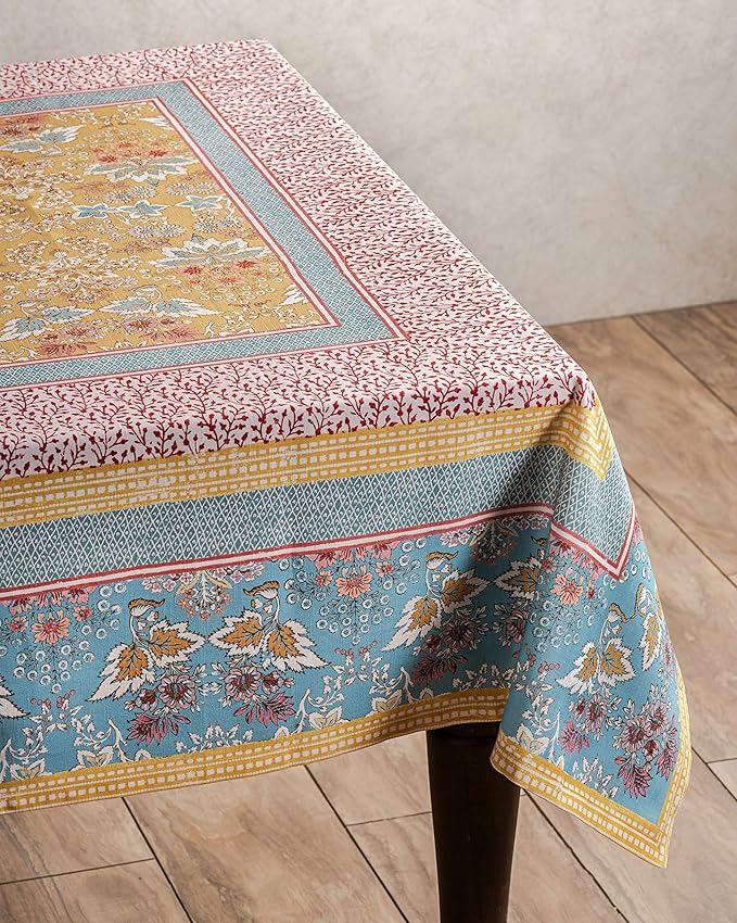 Maison d' Hermine Table Cloth Square Table 100% Cotton 54 x 54 Inches Tablecloth Reusable Decorative for Dining Room Farmhouse Home Valentines Day Decorations Spring Summer - Marquise