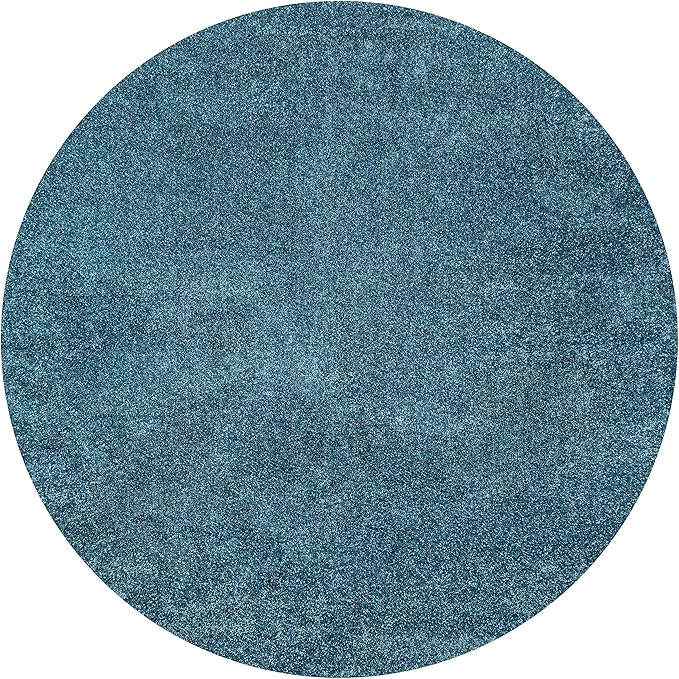 JONATHAN Y Haze Solid Low-Pile Turquoise 4' Round Indoor Area Rug, Coastal,Bohemian,Minimalist,Classic, Easy-Cleaning for Living Room,Bedroom,Kitchen,Pet Friendly,Non-Shedding (SEU100H-4R)