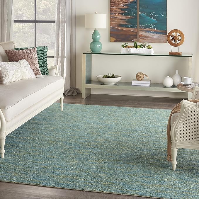 Nourison Home Nourison Essentials Blue Green 8' x 10' Area Rug - Easy Clean, Non Shedding, Bed Room, Living Room, Dining Room, Kitchen (8' x 10')