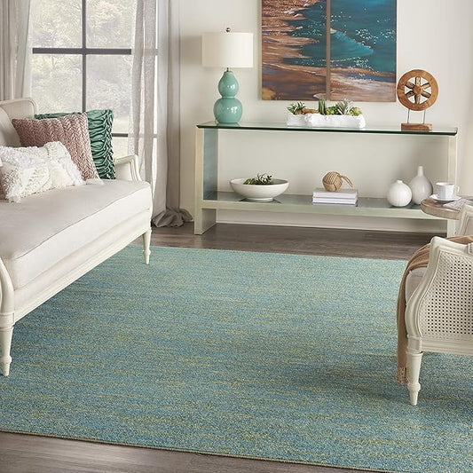 Nourison Home Nourison Essentials Blue Green 8' x 10' Area Rug - Easy Clean, Non Shedding, Bed Room, Living Room, Dining Room, Kitchen (8' x 10')