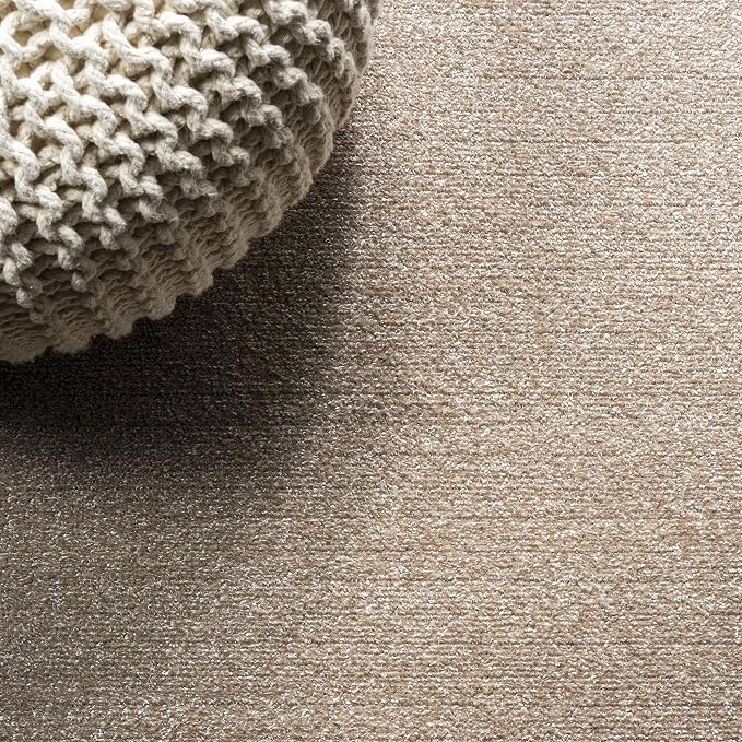 JONATHAN Y Haze Solid Low-Pile Beige 5x5 Square Indoor Area Rug, Coastal,Bohemian,Minimalist,Classic, Easy-Cleaning for Living Room,Bedroom,Kitchen,Pet Friendly,Non-Shedding (SEU100G-5SQ)