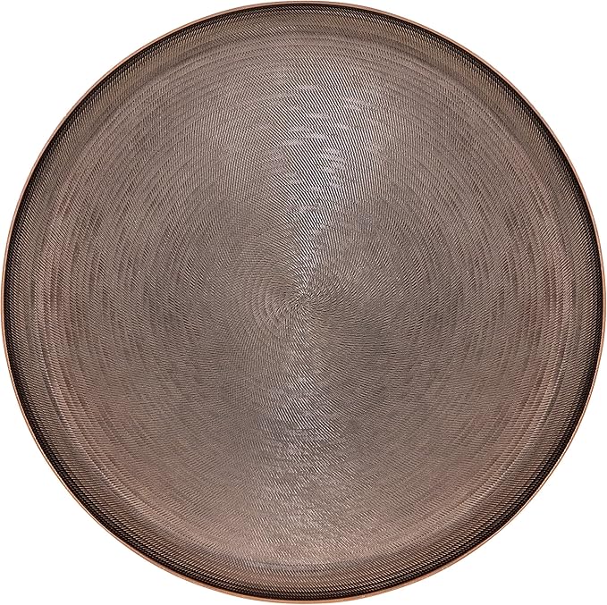 Kate and Laurel Stovring Mid-Century Round Metal Tray, 16 Inch Diameter, Bronze, Modern Tray for Serving, Storage, and Display