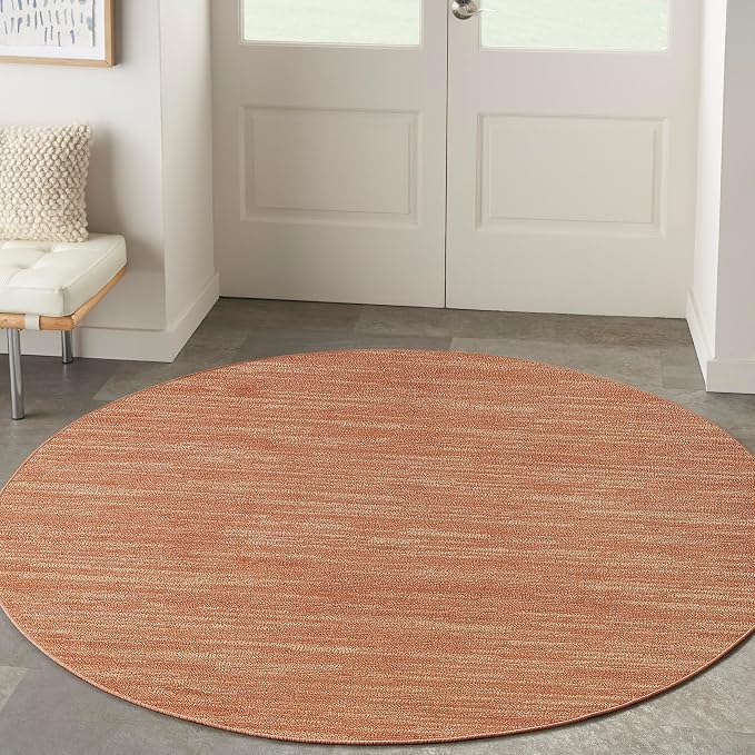 Nourison Home Nourison Essentials Rust 6' x Round Area Rug - Easy Clean, Non Shedding, Bed Room, Living Room, Dining Room, Kitchen (6' x Round)