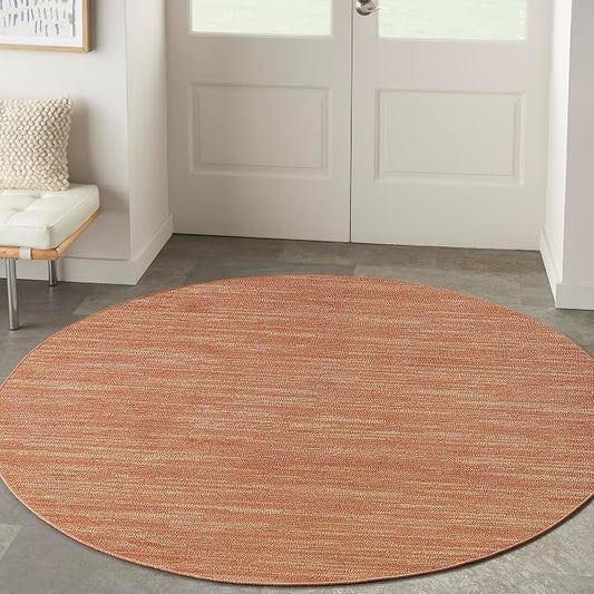 Nourison Home Nourison Essentials Rust 6' x Round Area Rug - Easy Clean, Non Shedding, Bed Room, Living Room, Dining Room, Kitchen (6' x Round)