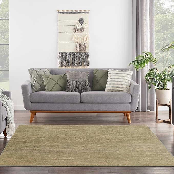 Nourison Home Nourison Essentials Green Gold 9' x Square Area Rug - Easy Clean, Non Shedding, Bed Room, Living Room, Dining Room, Kitchen (9' x Square)